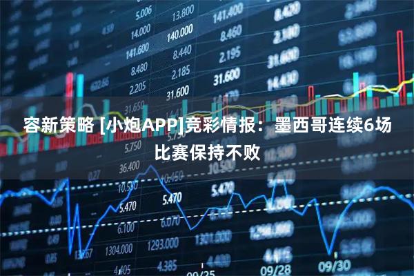容新策略 [小炮APP]竞彩情报：墨西哥连续6场比赛保持不败